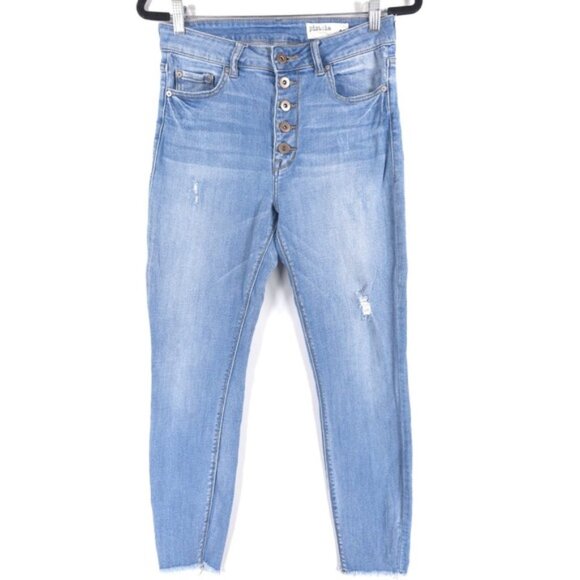 pistola Denim - Pistola Exposed Button Fly Raw Hem High Rise‎ Jeans Skinny P6777JFK-PAL Size 29